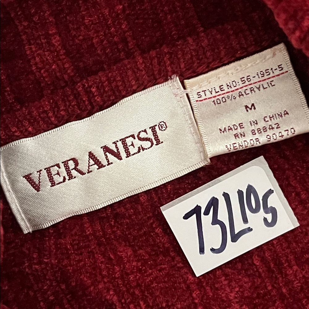 Red Duster Cardigan Sweater Medium Chenille Button Christmas Holiday Lounge - Picture 4 of 9